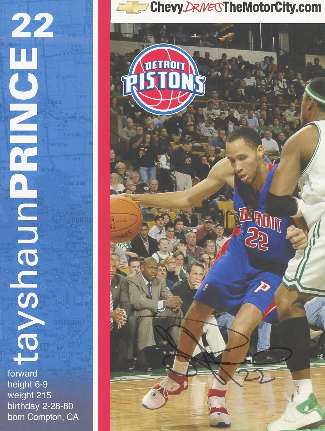 Tayshaun Prince Signed 7.5x10 Photo