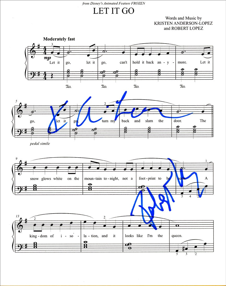 Kristen Anderson-Lopez & Robert Lopez Signed Sheet Music - Video Proof