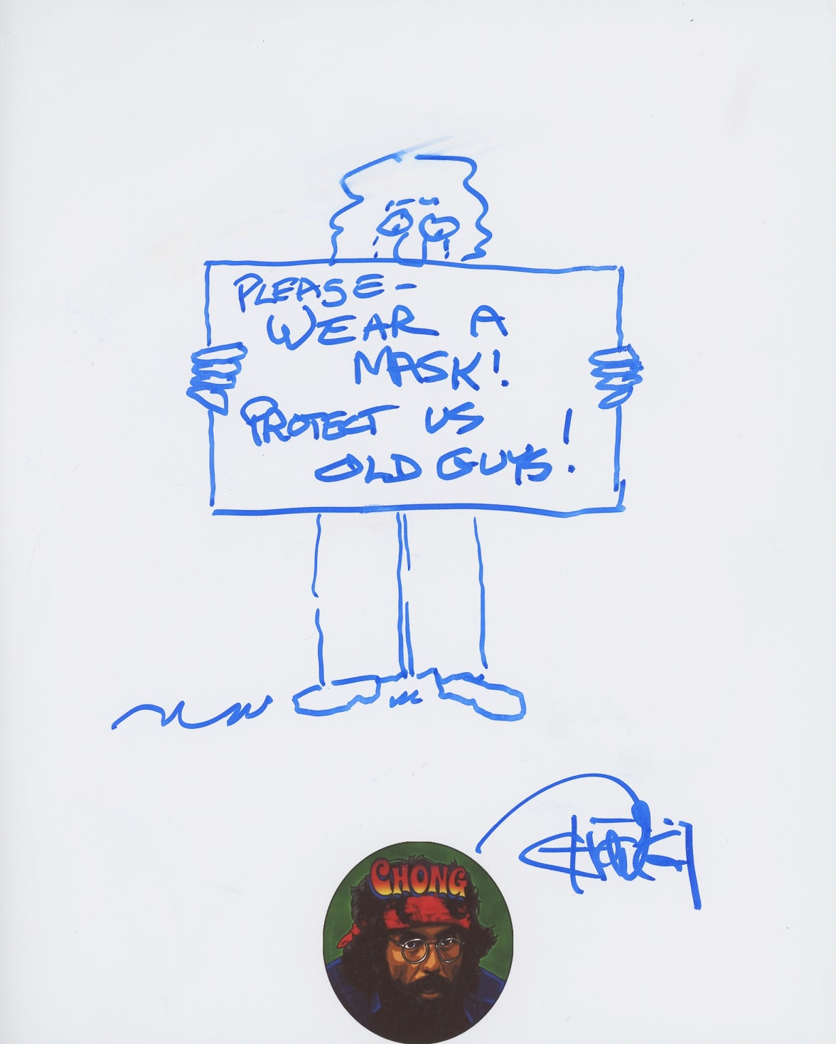 Tommy Chong Signed 8x10 Sketch