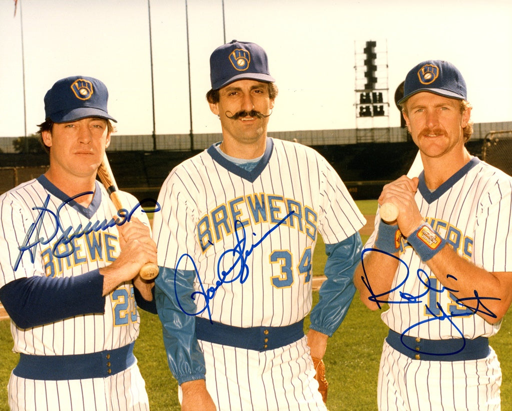 Robin Yount, Rollie Fingers & Ted Simmons Signed 8x10 Photo