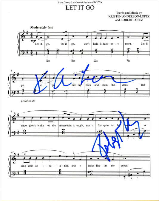 Kristen Anderson-Lopez & Robert Lopez Signed Sheet Music - Video Proof